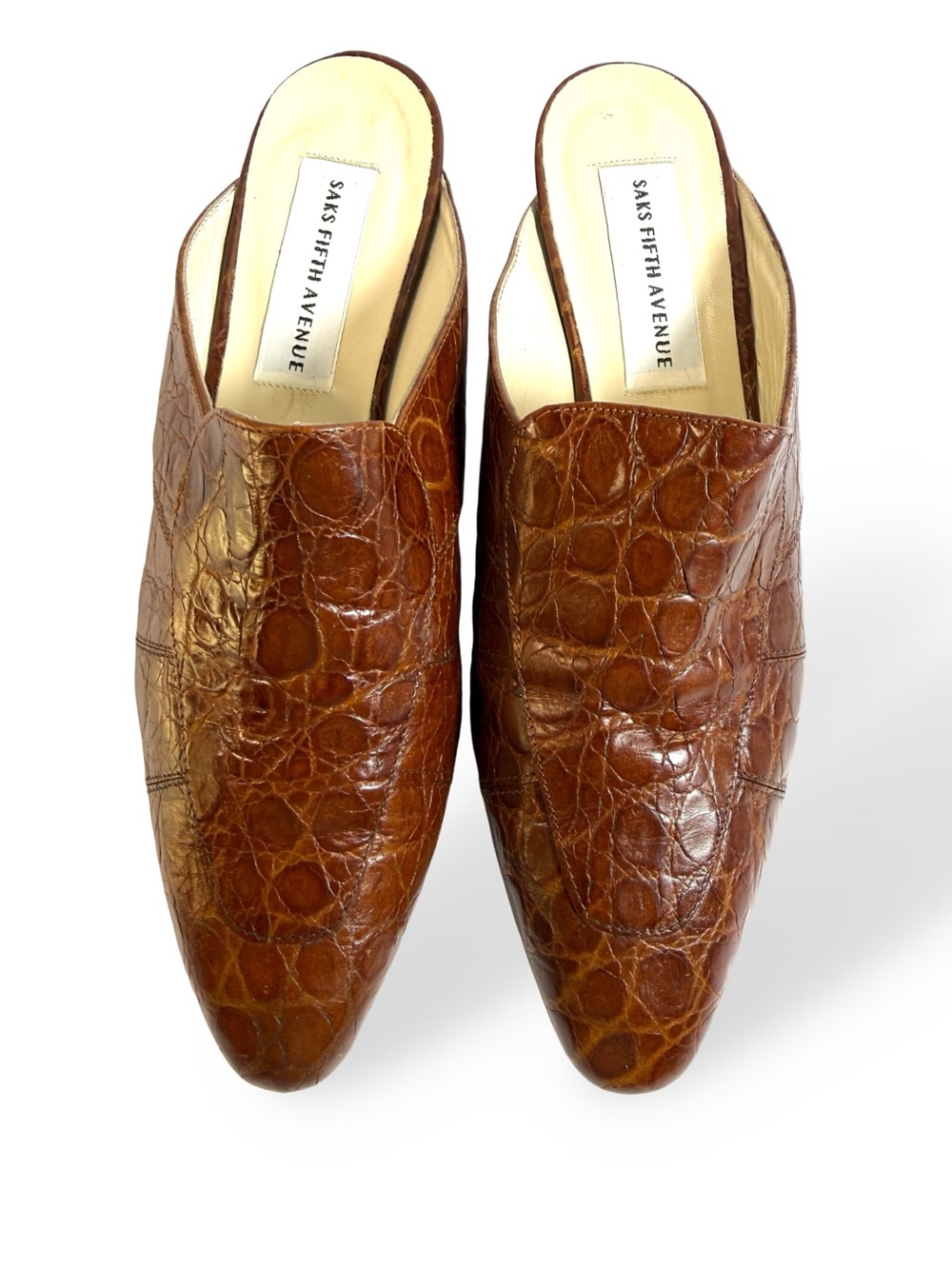 Saks Fifth Avenue Brown Croc-Embossed Men's Slip-On Shoes